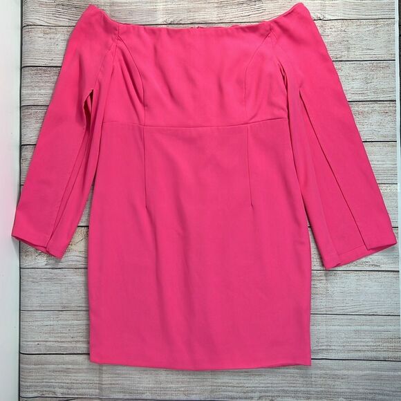 Bardot Dress Women's 10/Large Ava Hot Pink BarbieCore Statement Sleeves Mini - Picture 3 of 16